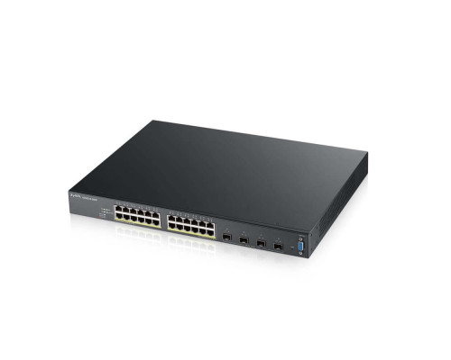XGS2210-28HP-EU0101F L2+ коммутатор PoE+ rack 19", 24xPoE+, 4xSFP+, стекируемый (до 2)
