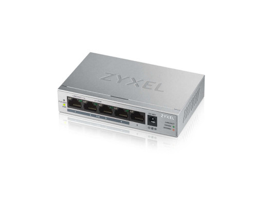 GS1005HP-EU0101F Коммутатор PoE+ 5xGE (4xPoE+), настольный, металлический, бесшумный, бюджет PoE 60 Вт