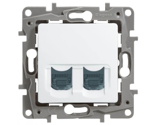 Розетка 5e, UTP, 2хRJ45, 2 модуля ETIKA, белая (672255) Розетка