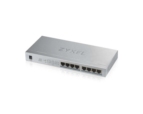 GS1008HP-EU0101F Коммутатор PoE+ 8xGE PoE+, настольный, металлический, бесшумный, бюджет PoE 60 Вт