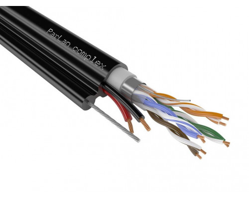 ParLan complex F/UTP4 Cat5e + 2х0,50 PVC/PEtr Комбинированный кабель для подключения уличных IP-камер видеонаблюдения с ИК подсветкой, подогревом и ДУ