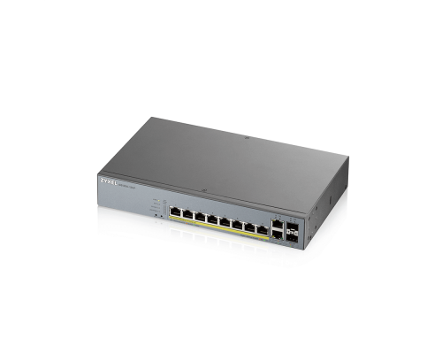 GS1350-12HP-EU0101F L2 коммутатор PoE+ для IP-видеокамер rack 19", 10xGE (8xPoE+), 2xSFP