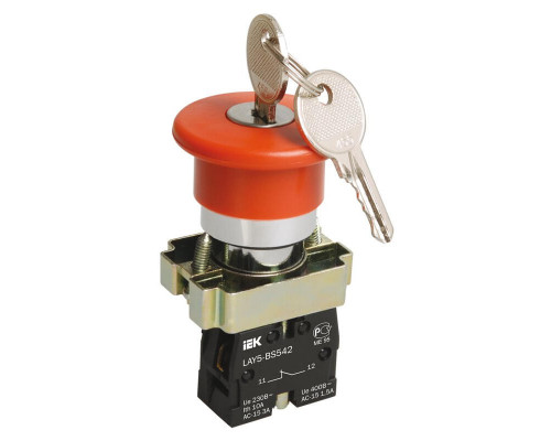 Кнопка LAY5-BS142 Грибок с ключом D22мм (BBG50-LAY5-K04) Кнопка